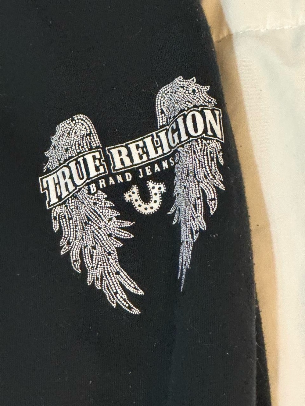 True Religion Black Jogger Sweatpants with White Wing Logo - Picture 2 of 7